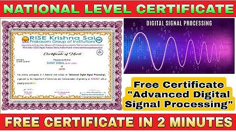 National level E-Quiz on “Advanced Digital Signal Processing” I Free Certificate I Digital Classroom