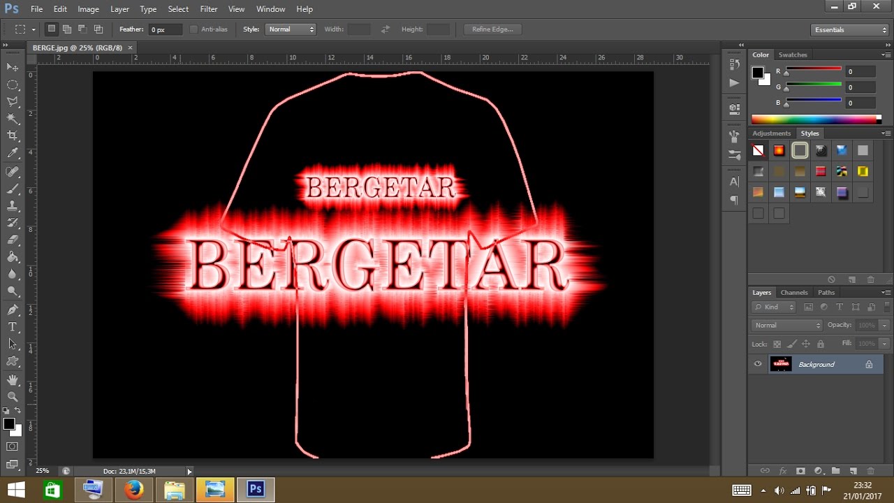  Cara  Membuat Tulisan  Bergetar Dan DESAIN  KAOS  DI  PHOTOSHOP  