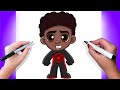 How to draw miles morales  spiderman across the spiderverse  tutorial easy