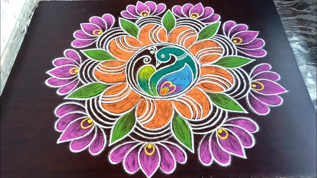 Margazhi 2025 kolam-4🌺 Margazhi color kolangal 🌺Festival big rangoli designs/Latha kolam