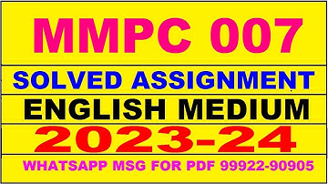 mmpc 007 solved assignment 2023-24 | mmpc 7 solved assignment in english 2024 | mmpc 7 2024