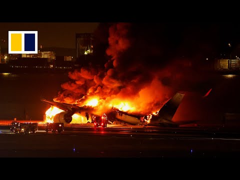 Watch live: japan airlines plane on fire at tokyo’s haneda airport