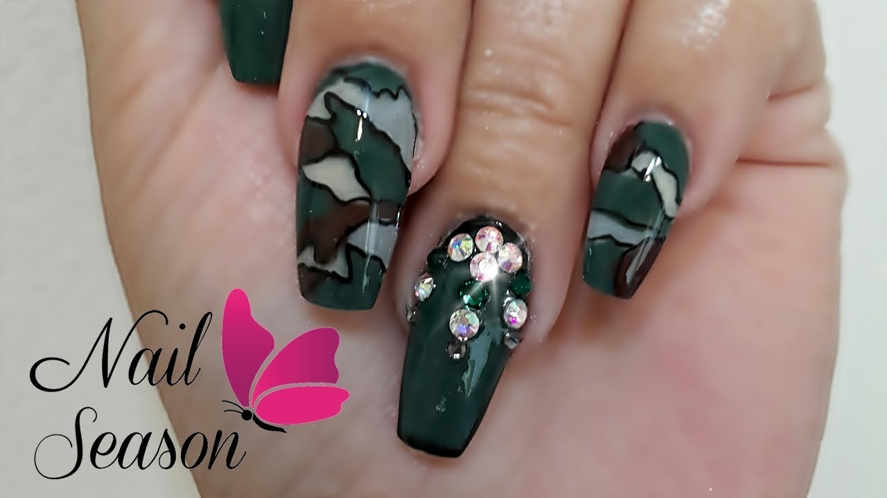 Uñas Acrílicas Verde Militar/ Decoración de Uñas 2017/ Tributo Ejercito  Mexicano - thptnganamst.edu.vn