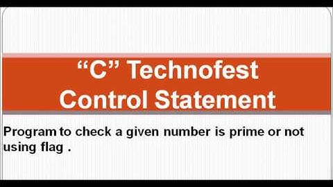 C Program to check a given number is Prime or not using  flag. || By C Technofest