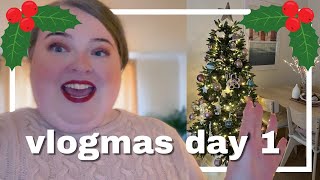 VLOGMAS DAY 1 |  xmas tree \& christmas decoration house tour! | UK 2022