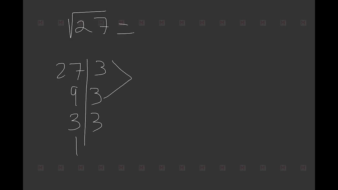 Simplificación de la raíz cuadrada de 27 - YouTube
