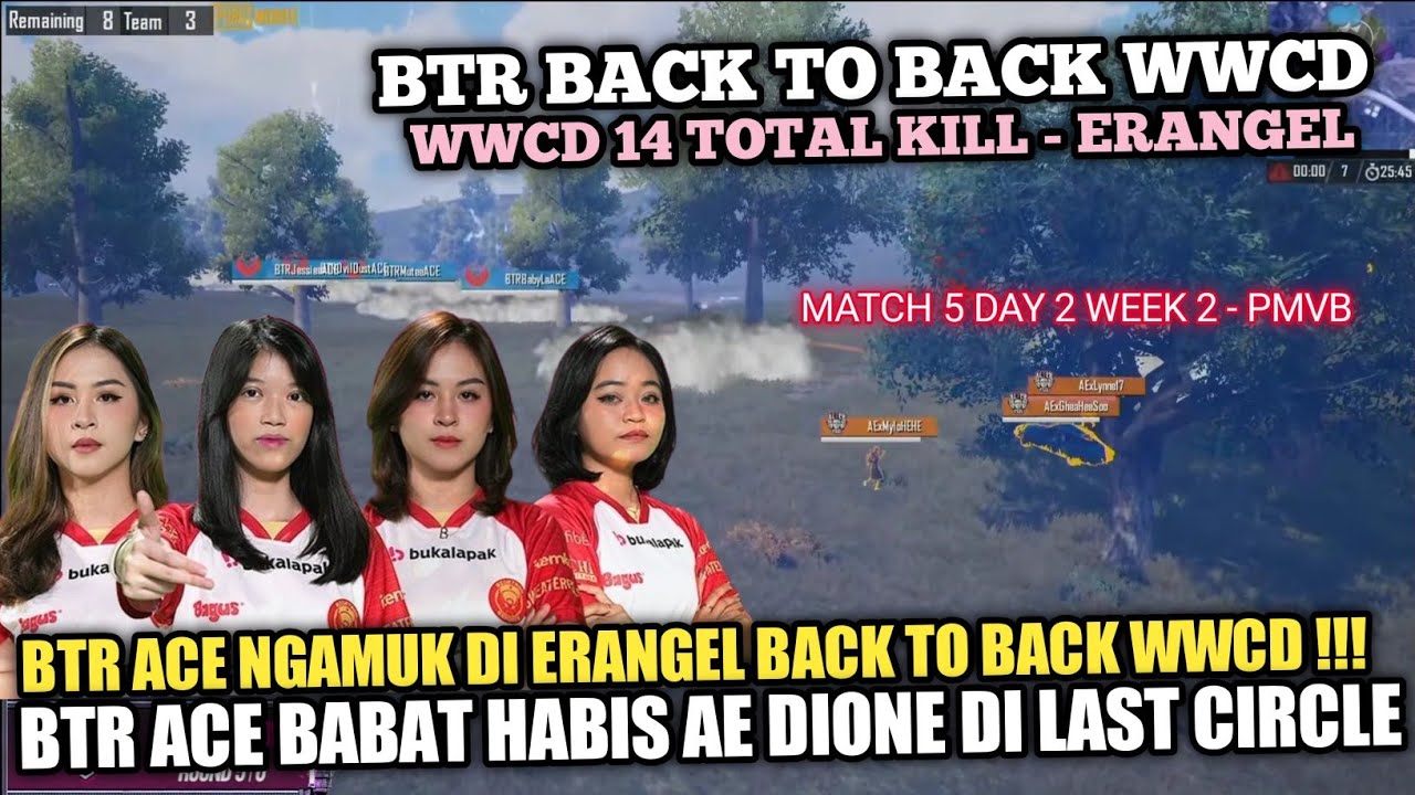 BTR ACE NGAMUK WWCD 14 KILL Back to back WWCD !! BTR Babat habis AE di last circle | match 5 D2 W2