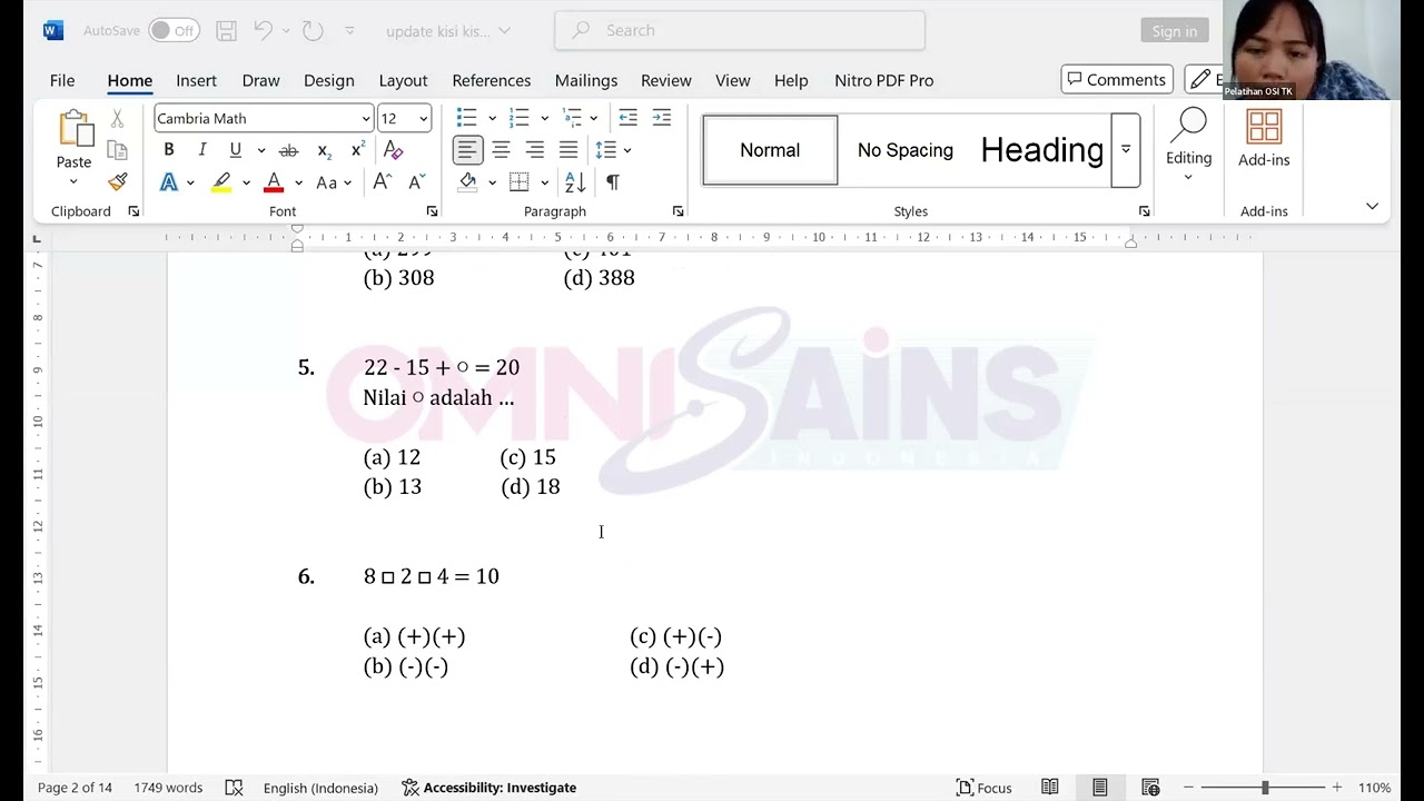Pelatihan OSI Nasional TK Berhitung