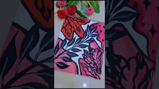 💖Stylish Botanical Abstract Art |✨Aesthetic🌿🍁 Leaf Art Using Pink and Red Shades💥 |