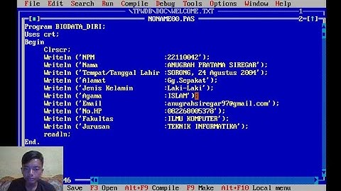 Contoh Program Pascal "Biodata Diri"
