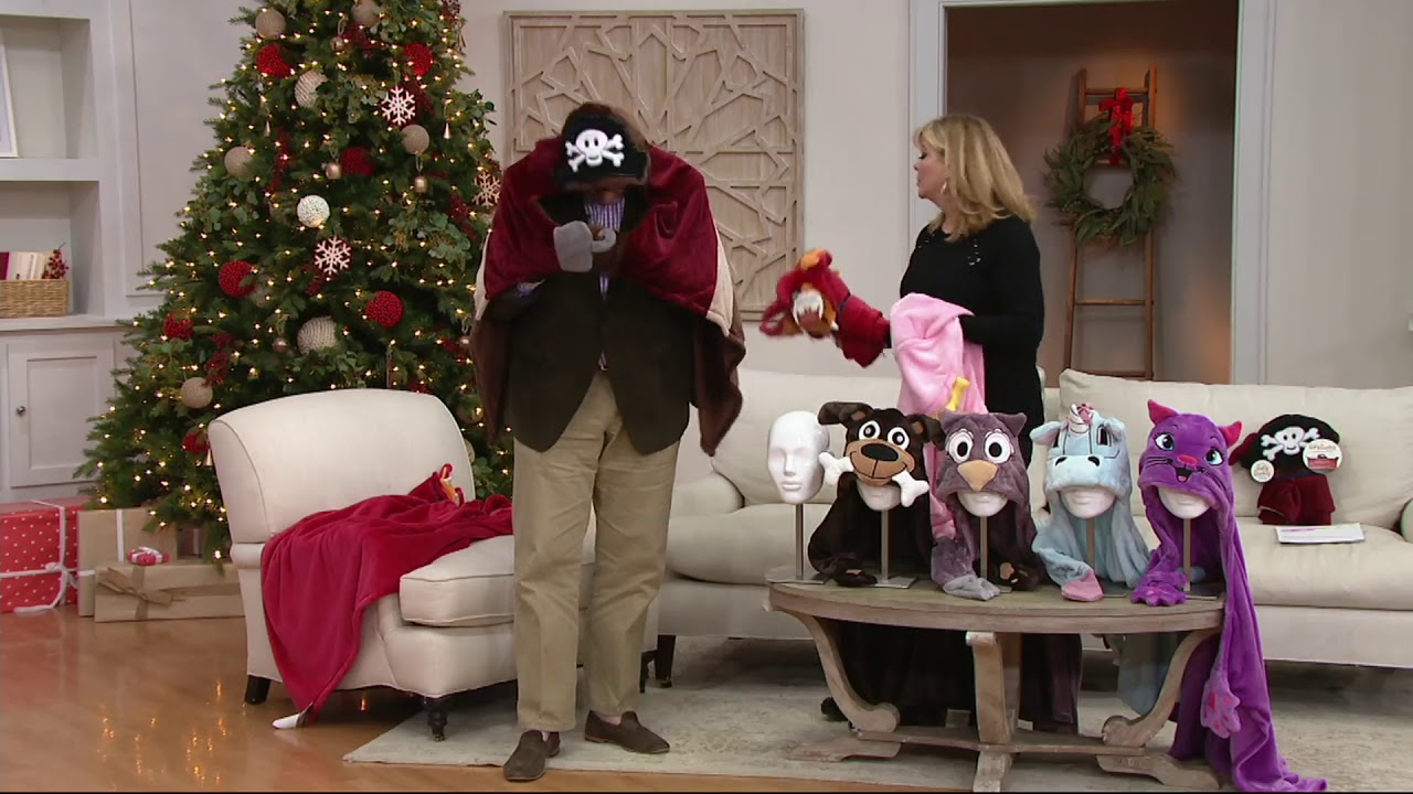 Berkshire Blanket Cuddly Buddy Plush Hooded Character Throw on QVC