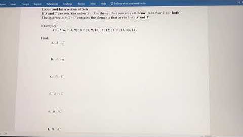 Union and Intersection of Sets