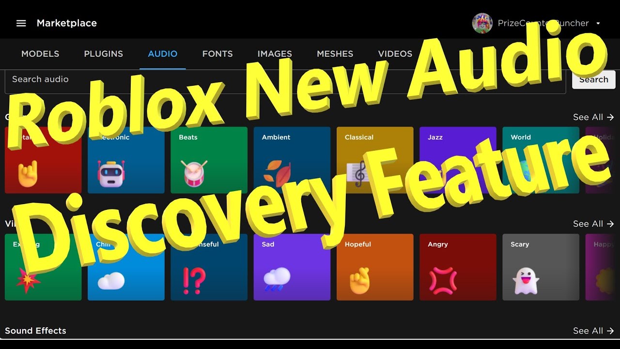 Bloxy News on X: Roblox has updated the landing page of the Audio  Marketplace to include new categories such as Genres and Vibes for sorting  through music, different Sound Effects, and a