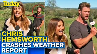 Chris Hemsworth crashes live TV weather report | Today Show Australia screenshot 4