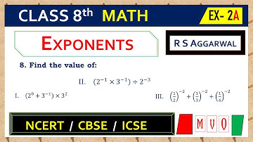 Math Class 8 | Exercise- 2A | Qus. 8 | EXPONENTS | Chapter - 2 | R S AGGARWAL  #mvo #rsaggarwal