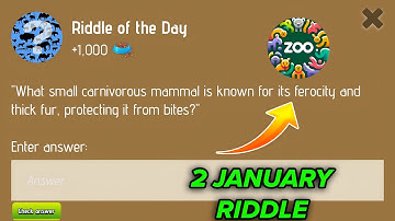 Riddle Of The Day Zoo 2 January | Zoo Riddle Of The Day 2 January | Riddle Of The Day Code Zoo