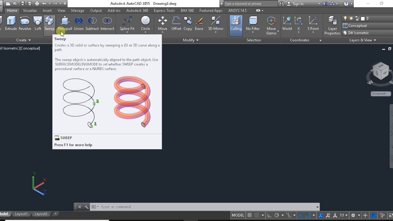 Sweep Command In Autocad YouTube
