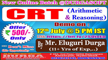 CRT (Arithmetic & Reasoning) Online Training @ DURGASOFT