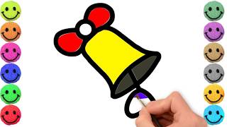 How to draw & Coloring a Christmas Bell Step by Step | Kids Coloring Pages | Learn With Fun