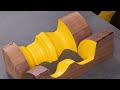 Stunning Woodturning - Faces Carved into a Lamp