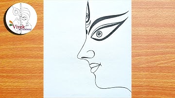 How to draw Durga mata half face, easy drawing for beginners, mata Durga drawing