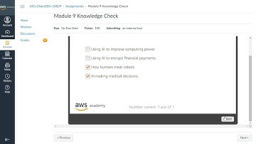 Module 9 Knowledge Check  Ans # AWS Semester - 2