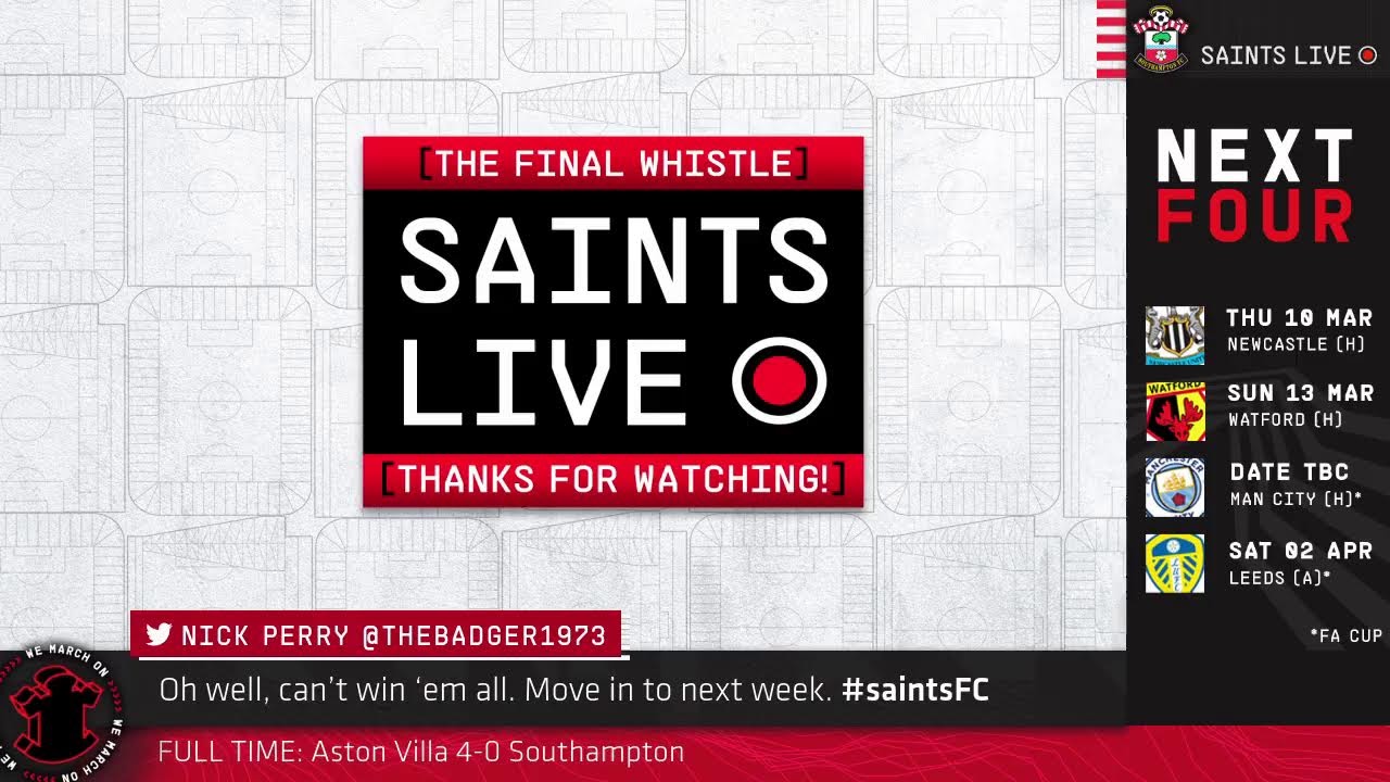 Aston Villa 4-0 Southampton | SAINTS LIVE: The Final Whistle