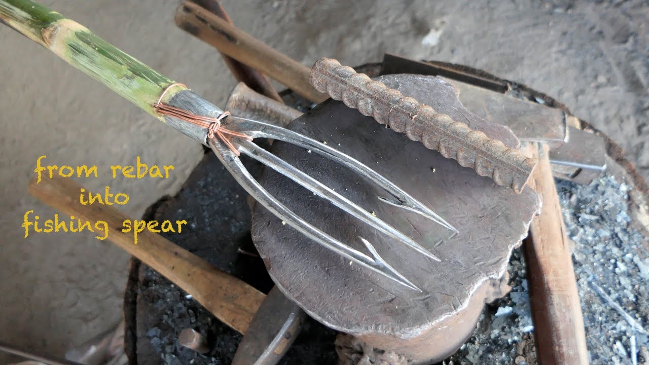 HOW TO MAKE A 3-PRONGED FISHING SPEAR FROM A SHORT PIECE OF REBAR 