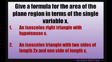 Give formula for area, an isosceles triangle with two side lengths 2x , one side  =x, hypotenuse = x
