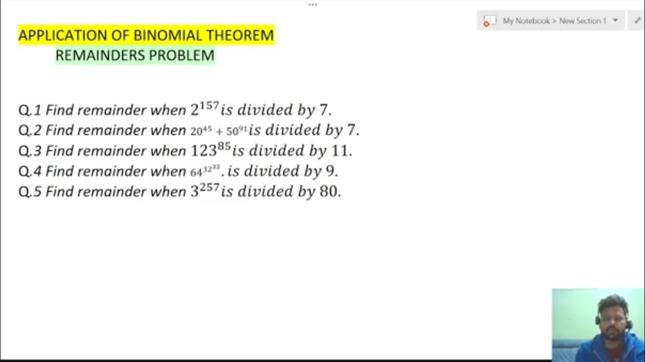 Remainders problem binomial theorem IIT JEE by deepak kumar