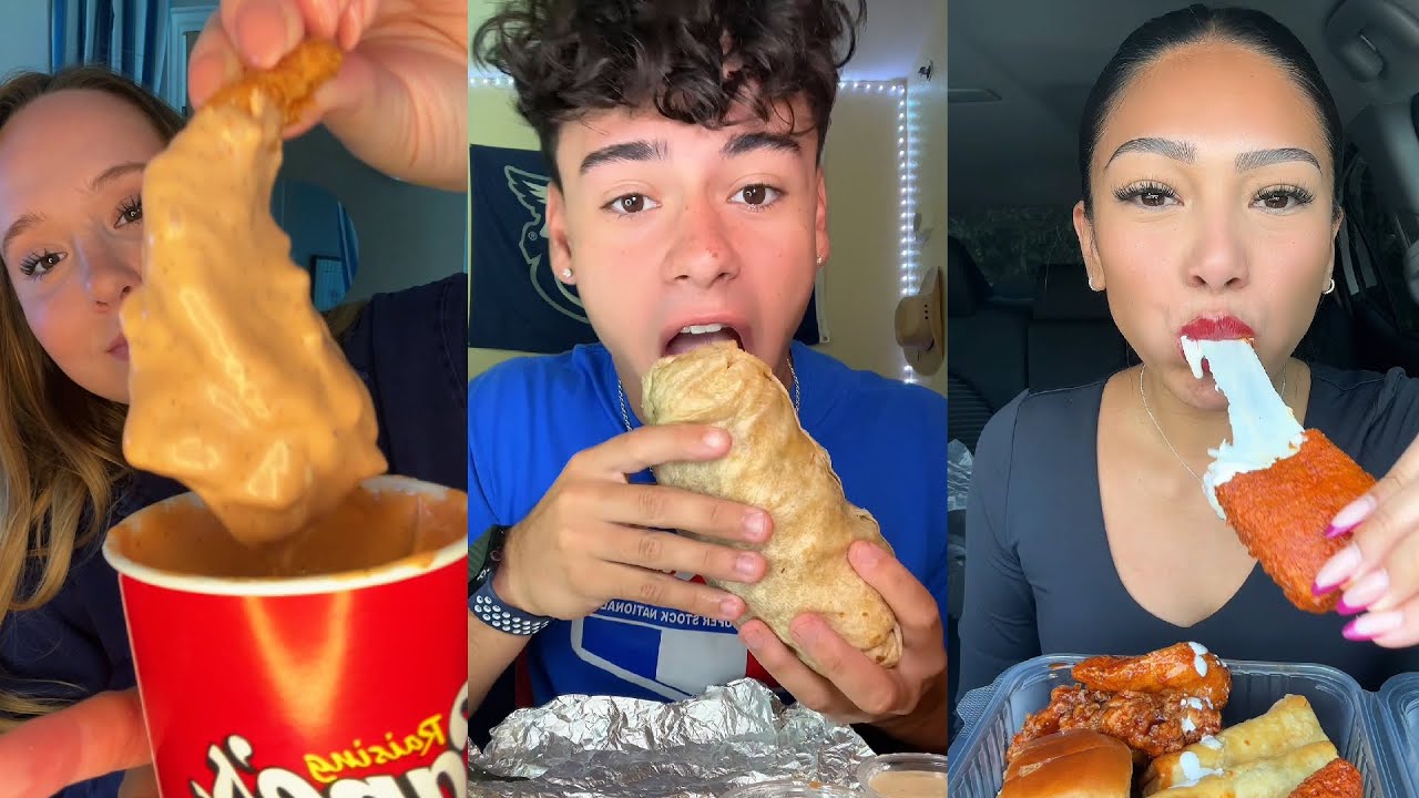 TIKTOK Mukbang Compilation | Cane's, Wingstop, Chili's, In-N-Out, Crumbl & More!