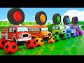 Giant Colorful Trucks! | Find the Right Wheel! | Learn Colors and Shapes for Kid | Nursery Rhymes