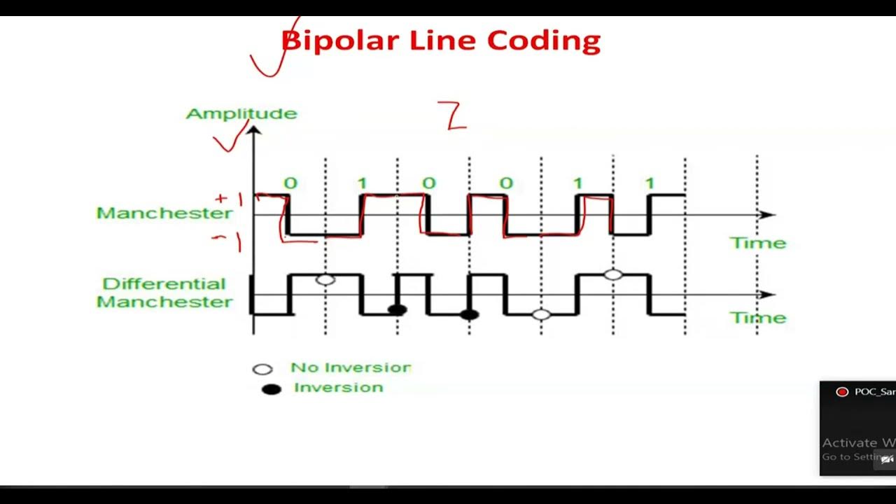 Bipolar line coding manchester differential manchester board exam