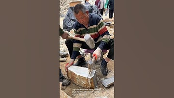 Splitting rock into perfect rectangular pieces with a hammer and chisel