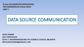 Database connectivity Fundamentals in VISUAL BASIC
