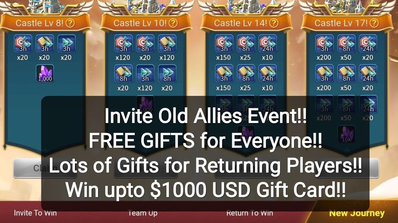 Lots of FREE Gifts in Invite old Allies Event 