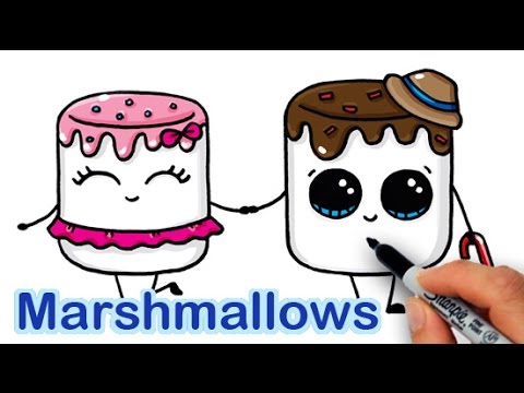 How to Draw Cartoon Marshmallow Cute and Easy