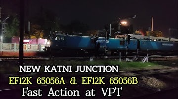 New Katni Junction EF12k 65056A & 65056B Locomotive fastest action in Virudhunagar Junction #train 