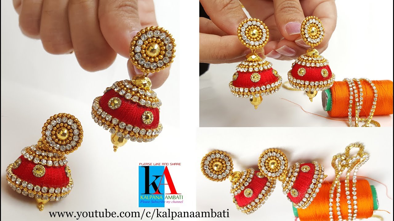 Tia Crafts Red, Pink, Blue, Orange Handmade Base Metal Silk Thread Jhumki  Earrings for Women - Combo of 4 Earrings : Amazon.in: Fashion