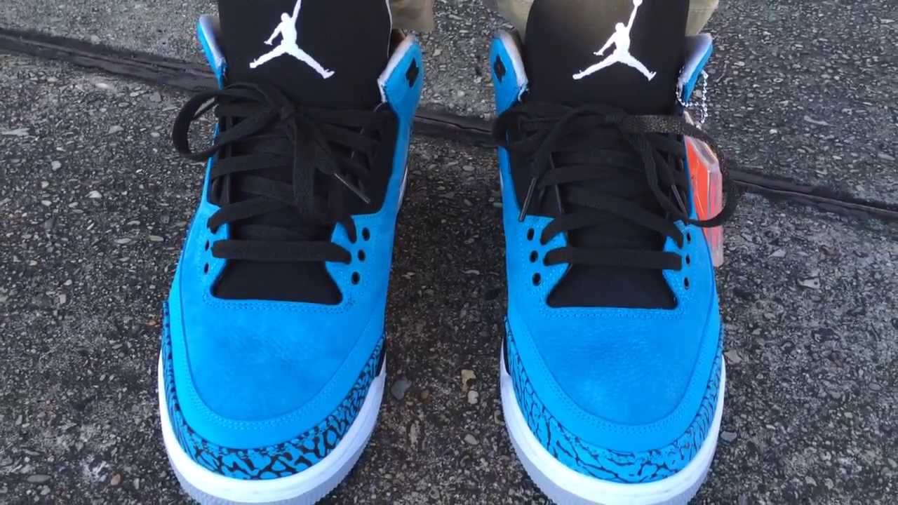 jordan 3 powder blue on feet