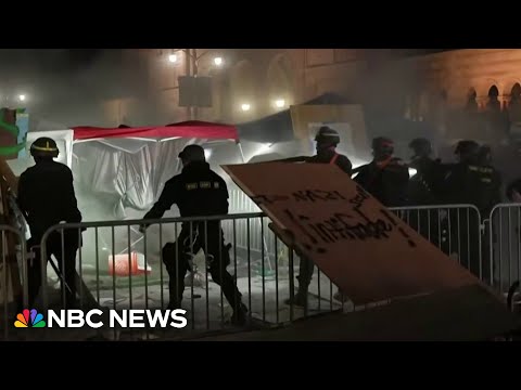 Police clear UCLA protesters as campus crackdowns spread.