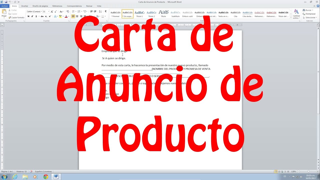 Ejemplo De Carta De Anuncio Comercial