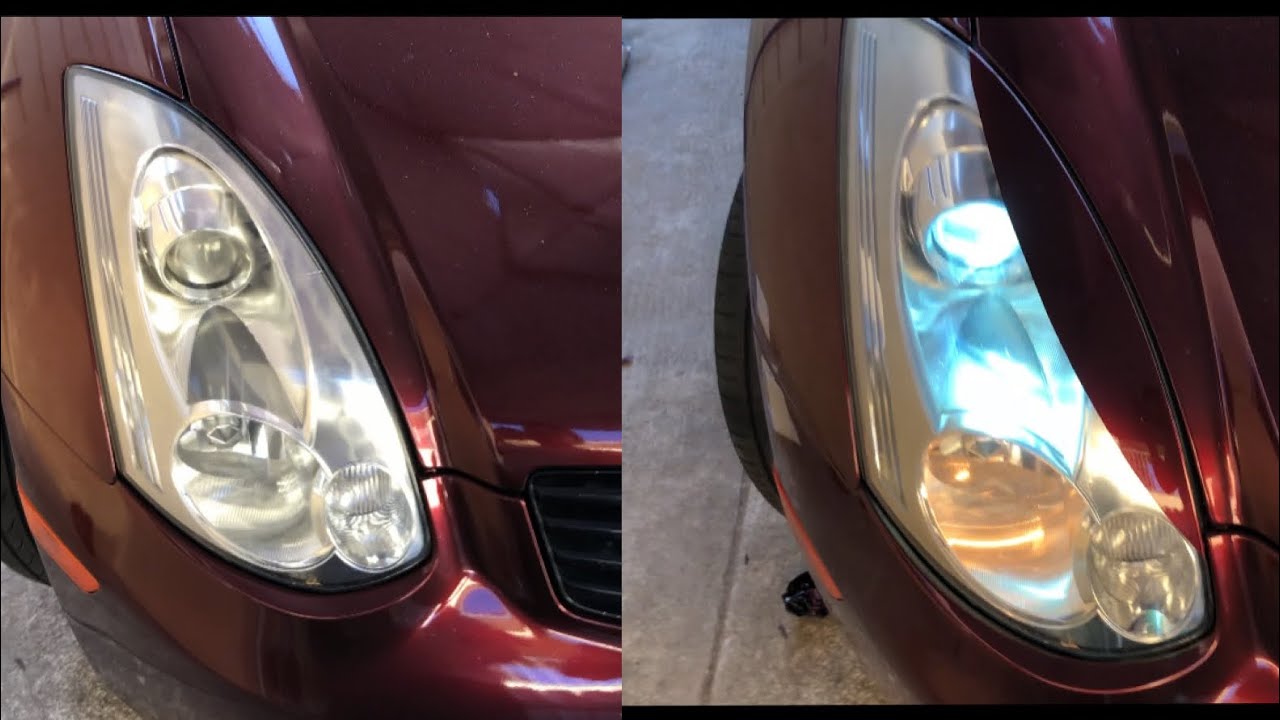 G35350z easy DIY vinyl wrap eye lids for headlights YouTube