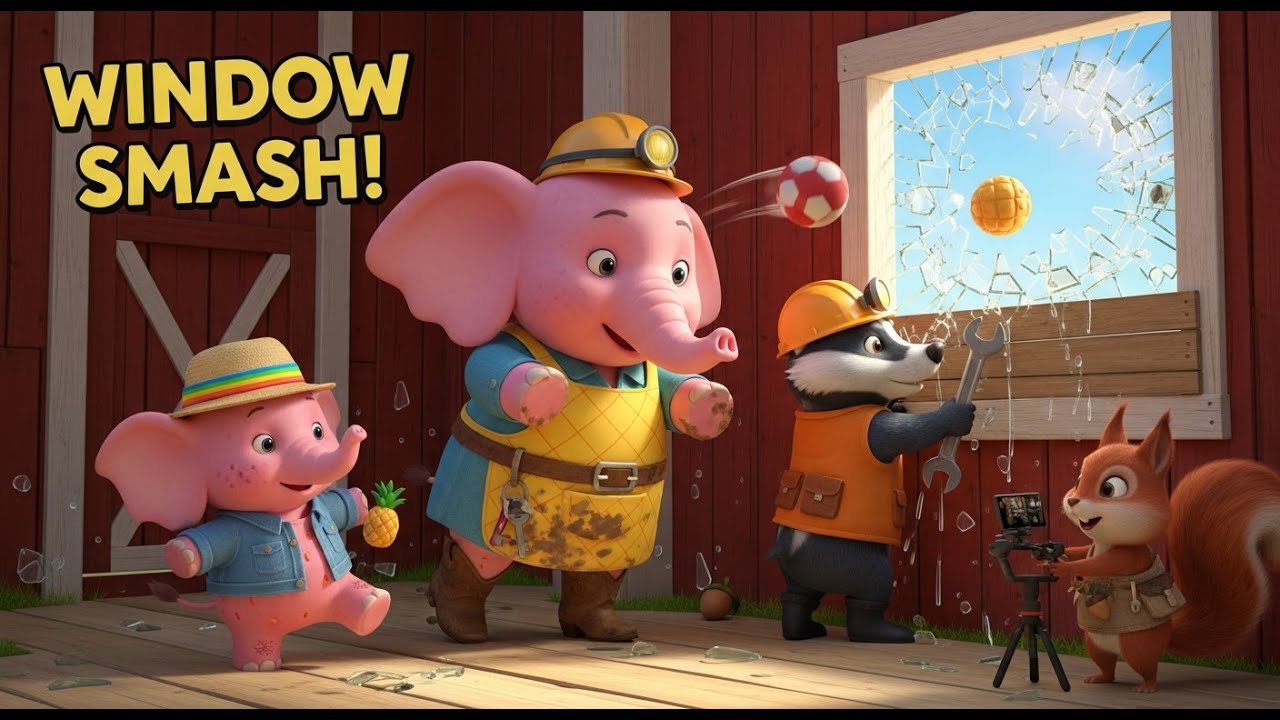 Strawberry Elephant Farm 🍓🪟 BARN WINDOW SHATTERS! Sweetie’s Ball – Smash!