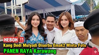 Momen Gubernur Jabar Kang Dedi Mulyadi Diserbu Emak-Emak Saat Panen Raya Karawang