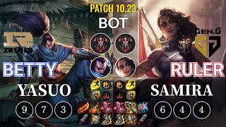 RNG Betty Yasuo vs GEN Ruler Samira Bot - KR Patch 10.23