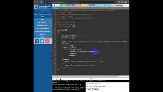 C++ Code to find out the first repeated character in a string (word)