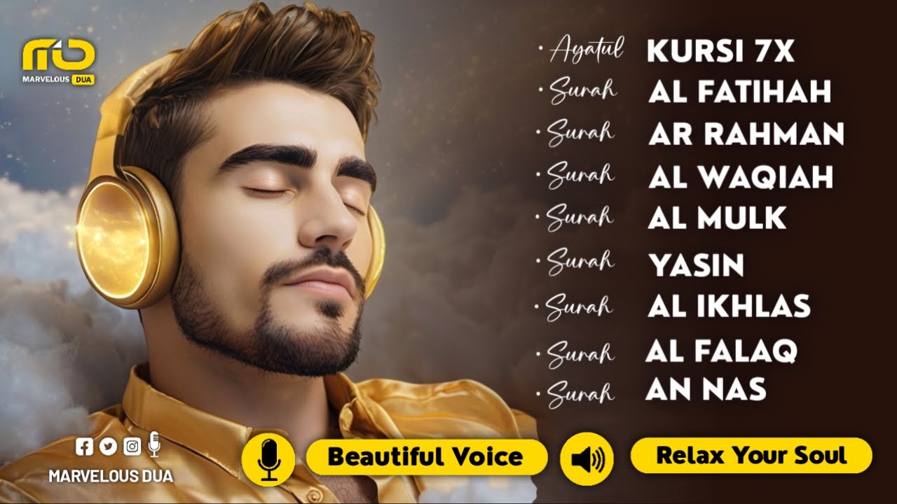 Quran Recitation in A Relaxing Voice ✦ Alfatihah, Ayat kursi, Yasin, Arrahman, Alwaqiah, Almulk