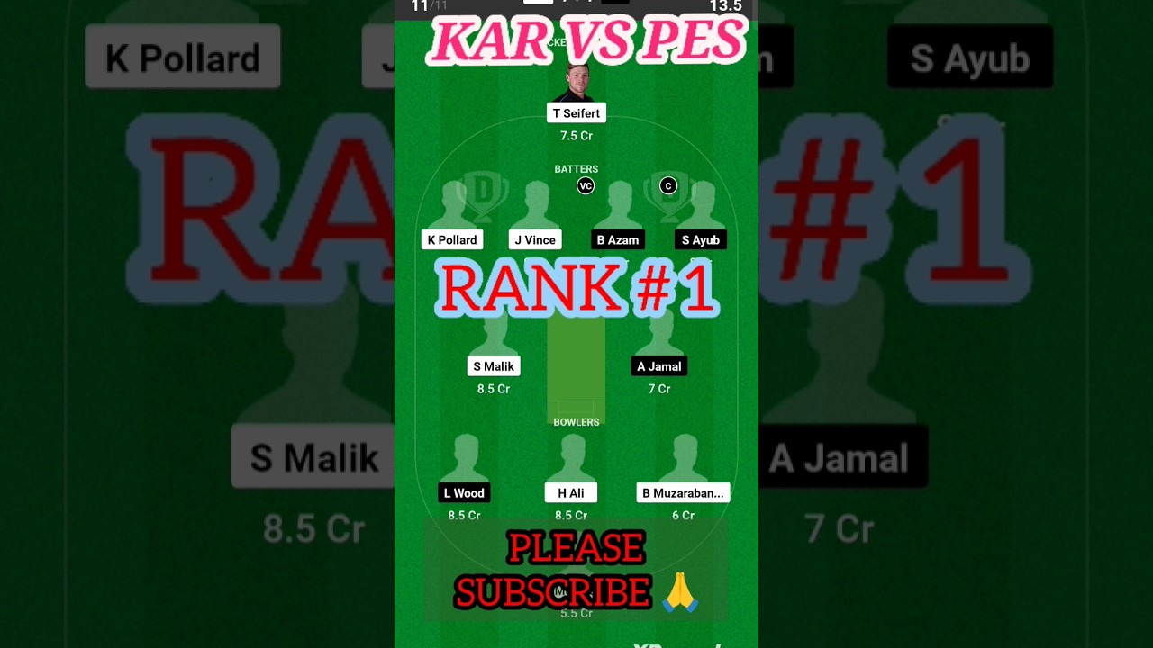 KAR VE PES Dream 11 prediction||kar vs pes dream 11 Team 💯|