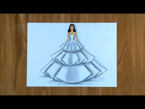 Simple Dresses drawings step by step / Fashion illustration